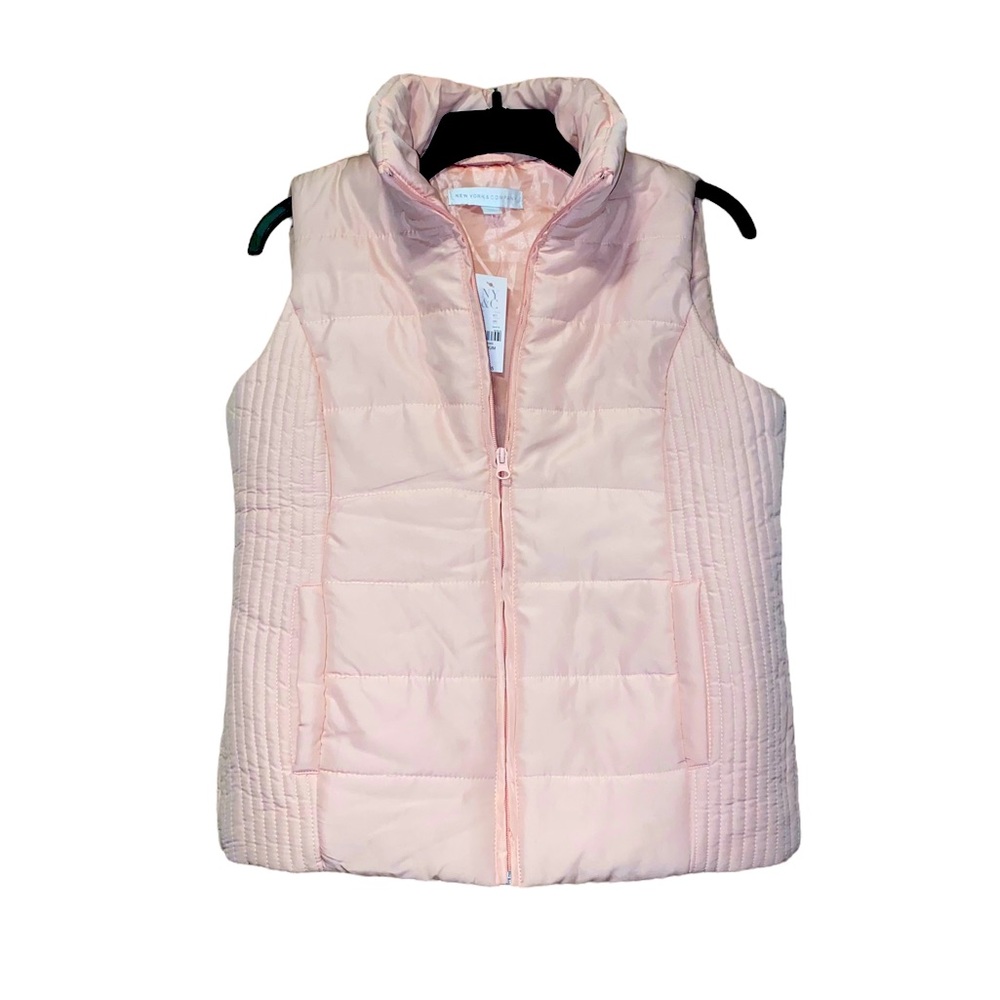 New York & Company | M | Light Pink Puffer Quilted Collar Vest